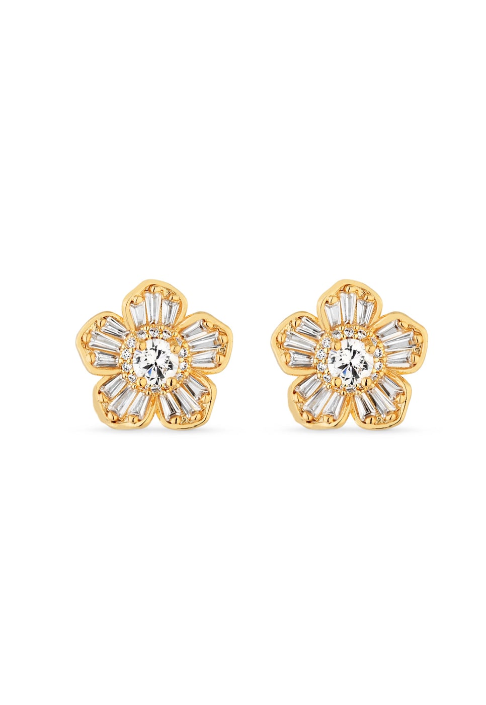 Brinco Semijoia Flor Cristal 18k