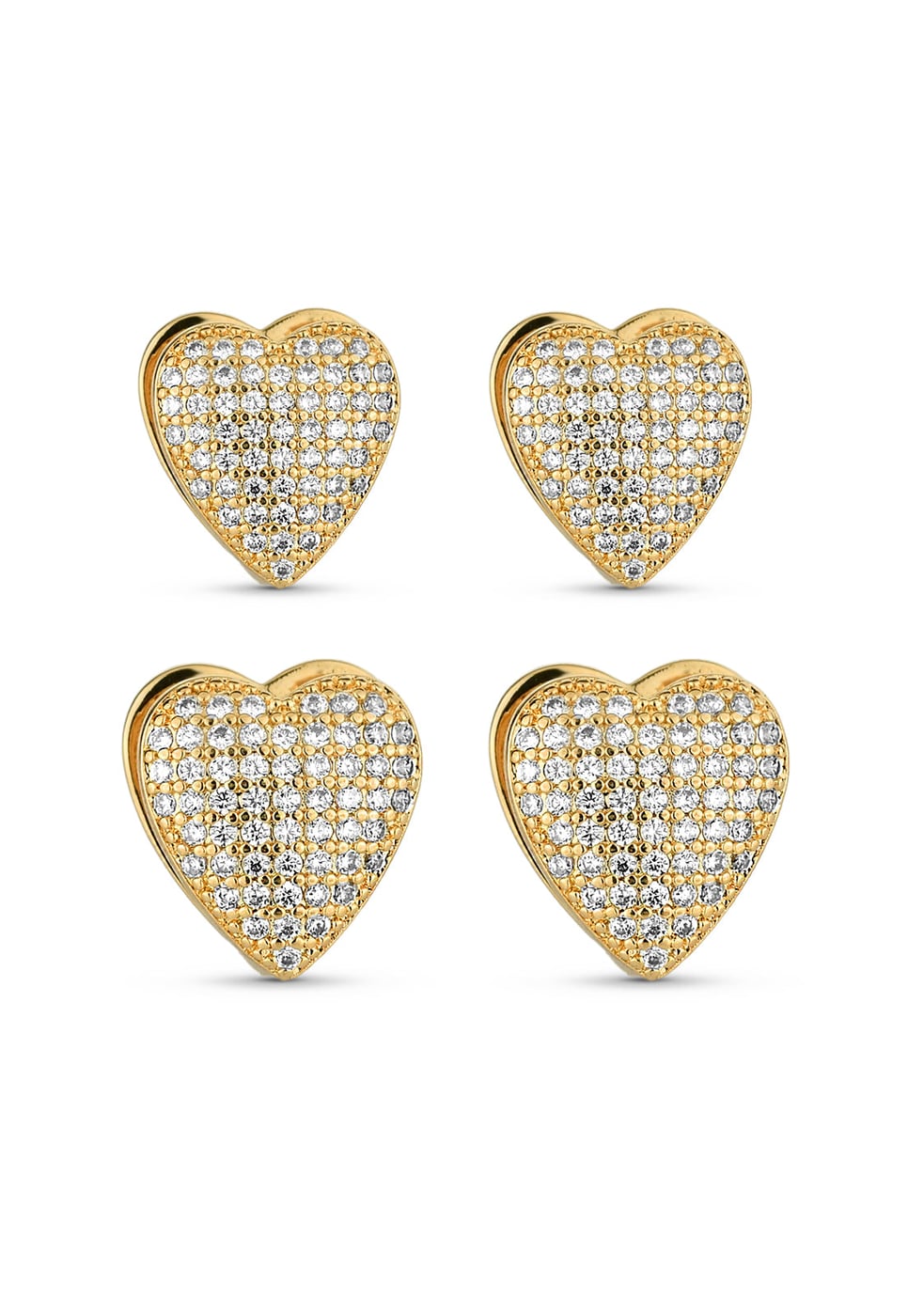 Dupla de Brincos Semijoia Coração (9-12mm) 18k