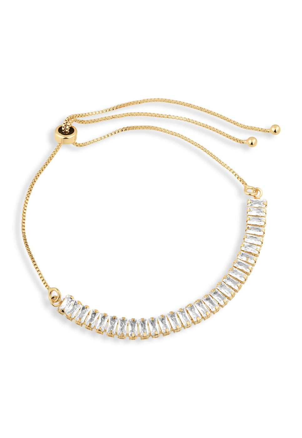 Pulseira Semijoia Regulável Baguete Cristal 18k