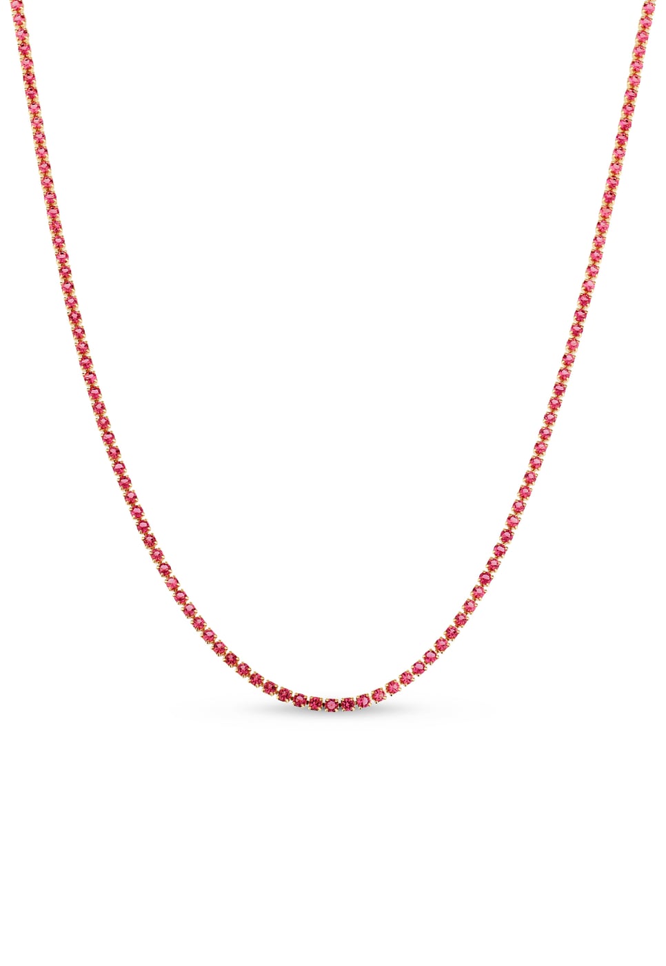 Colar Semijoia Riviera Com microzircônias Fúscia 2mm 18k