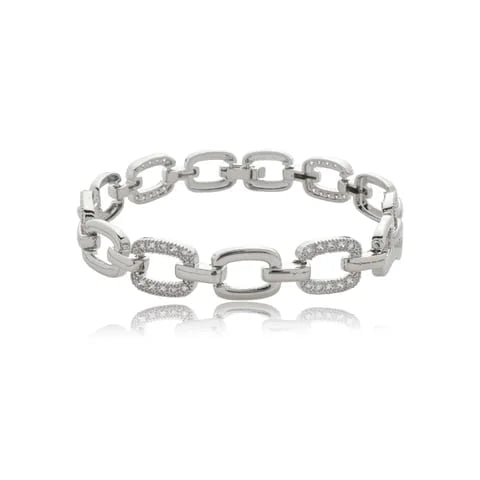 Pulseira Semijoia Elos Banho Ródio Branco