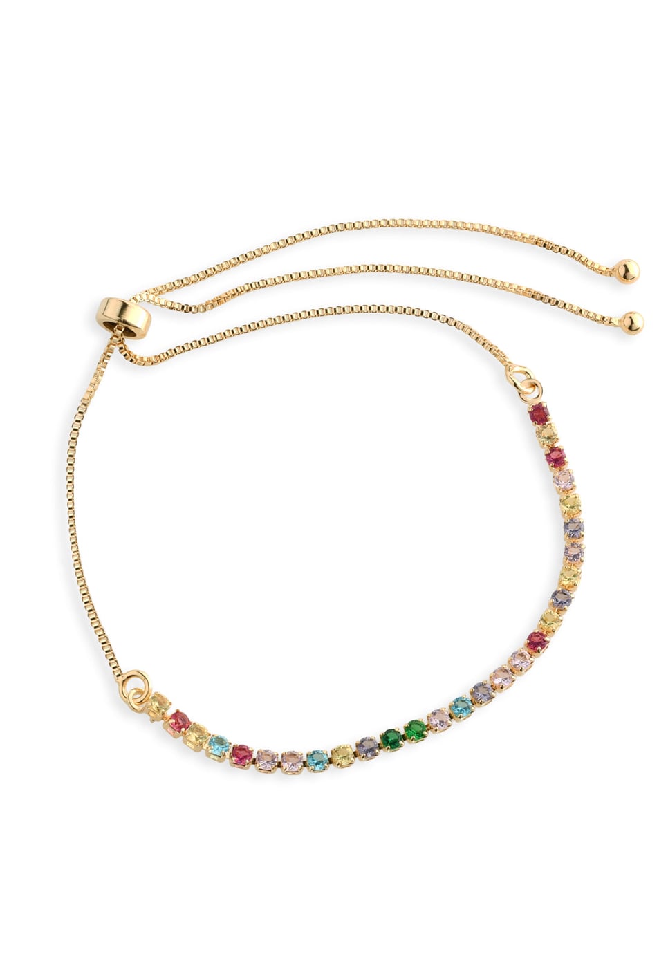 Pulseira Semijoia Riviera Coloridas Banhada A Ouro 18k