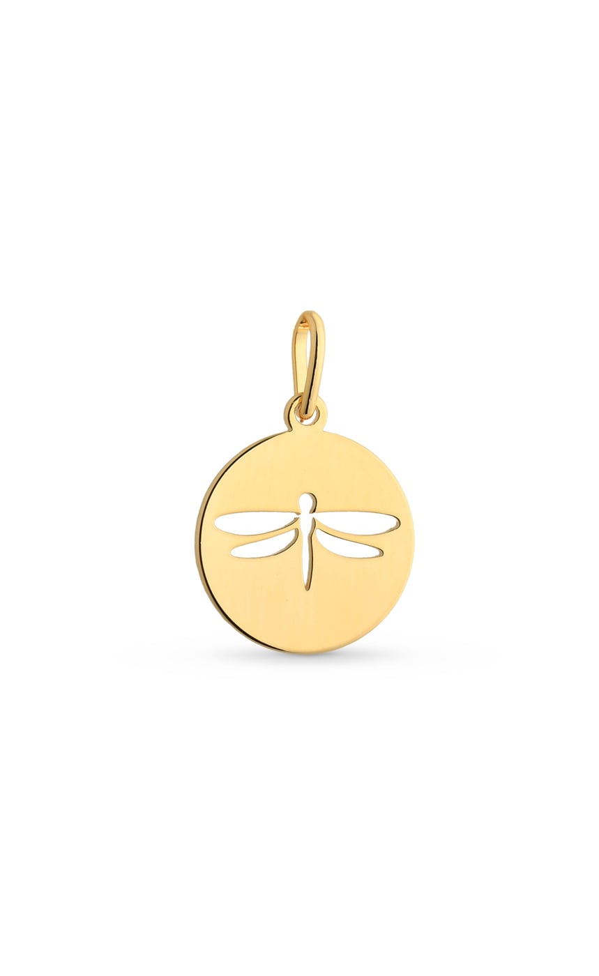 Pingente Semijoia Redondo Design Vazado Libélula 18 K